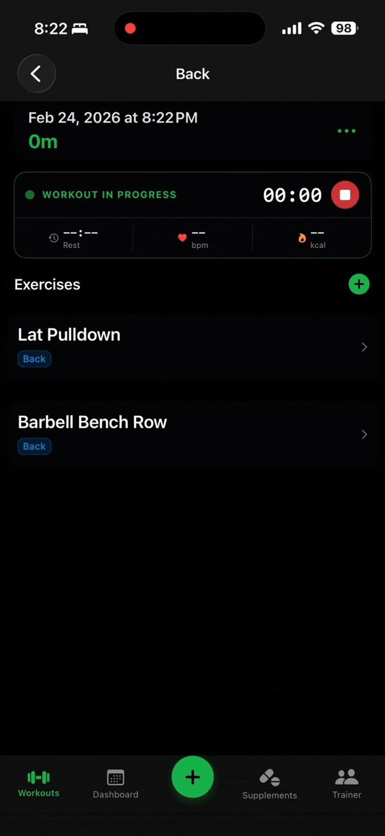 Logging workout sets